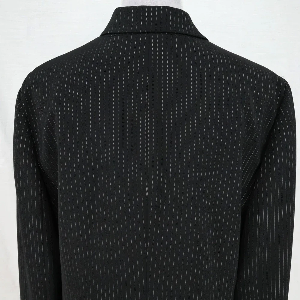 Tahari Skirt Suit Womens 16 Black Pinstripe Lined Buttons Pockets Career - Picture 9 of 16